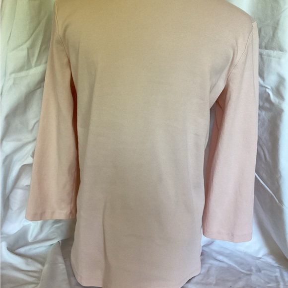 Coldwater Creek pink ruffle trim v neck stretch top size Small Soft New - Picture 4 of 9